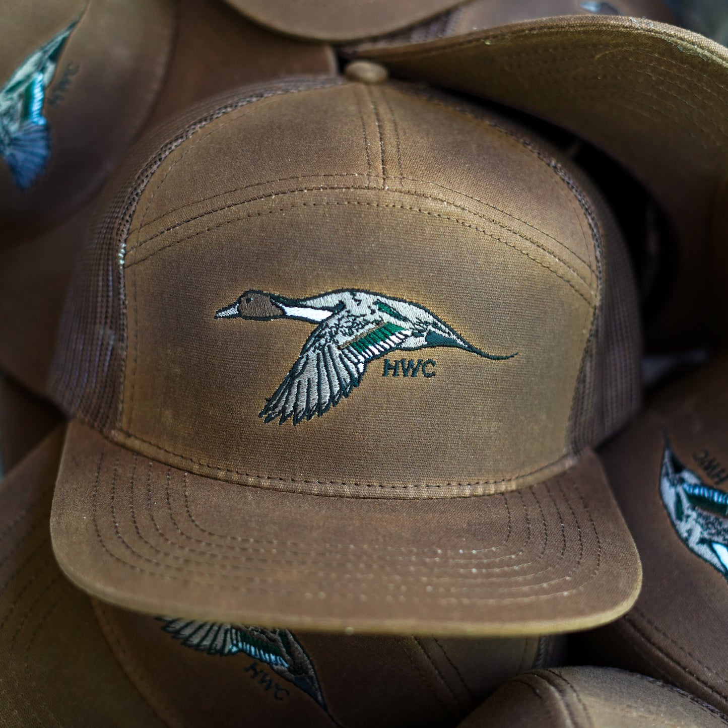 Waxed Embroidered 7-Panel Pintail Hat