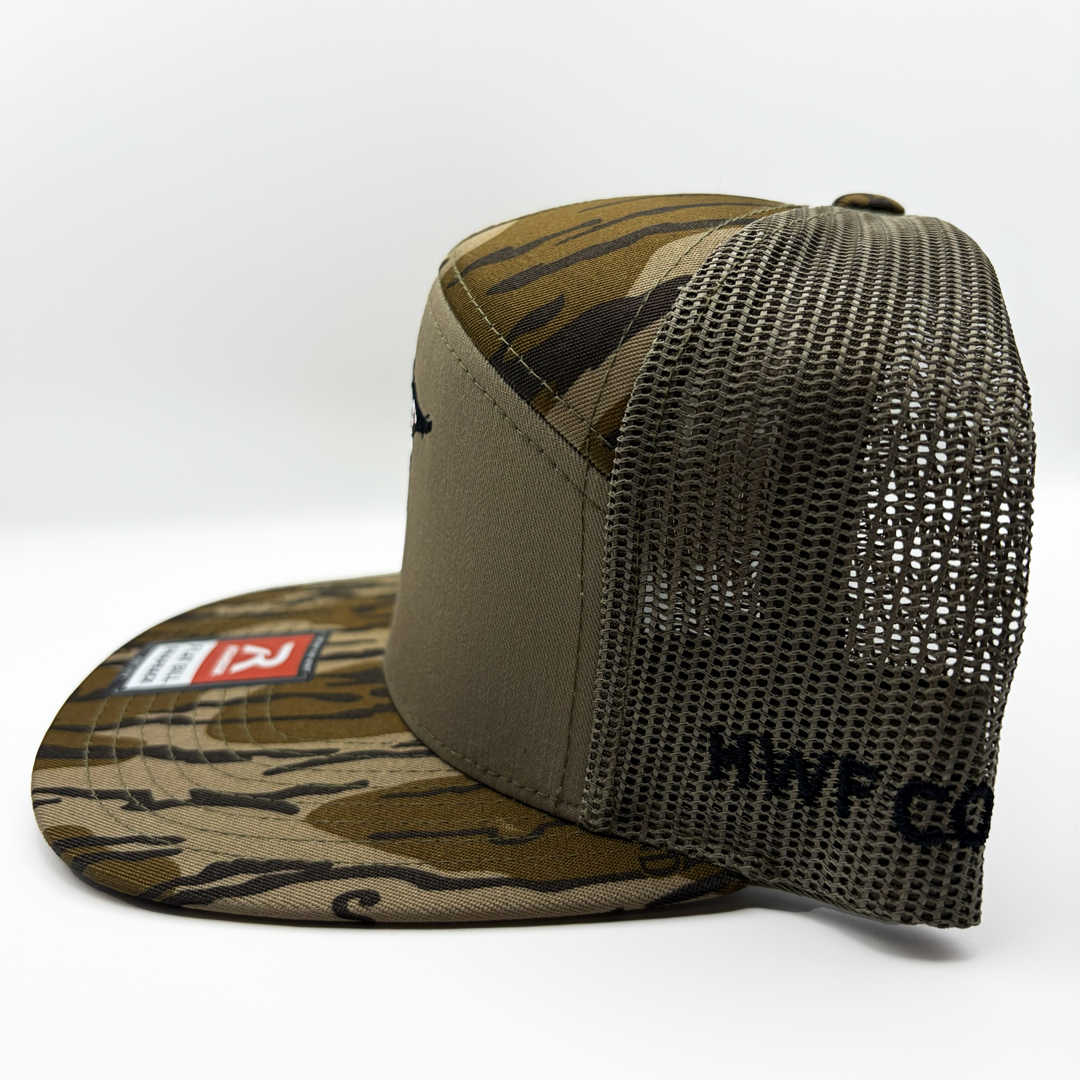 Embroidered 7 Panel Mossy Oak Wood Duck Hat