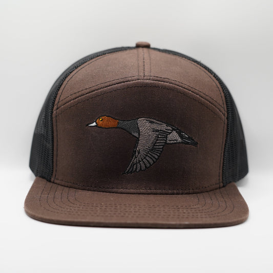 Waxed Embroidered 7-Panel Red Head Hat