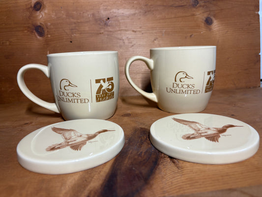 Cabelas Ducks Unlimited Coffee Cup Original Sketch By David A. Mass Beige